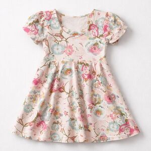 Madison Grace Knit floral pink puff sleeve dress size 2T EUC
